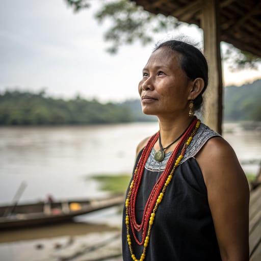 Bahau woman from Upper Mahakam River basin, mainly Mahakam Ulu Regency, East Kalimantan, Indonesia (Borneo).