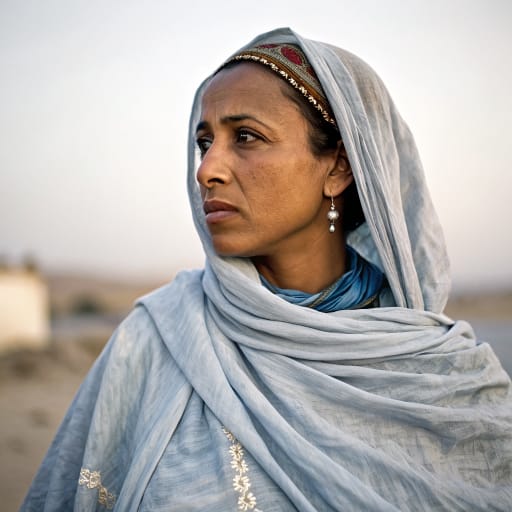 Baranis woman from The Maghreb and western Sahara, from Tunisia and eastern Algeria to Atlantic Morocco and Mauritania, related phenotype reference