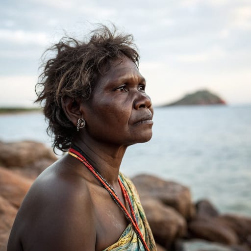 Bardi woman from Northern tip of the Dampier Peninsula and nearby islands of King Sound, Kimberley region, Western Australia; main communities at One Arm Point (Ardyaloon), Djarindjin and Lombadina., related phenotype reference