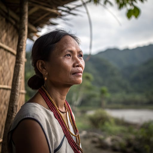 Bataq woman from River valleys and uplands of northeastern Palawan, Philippines, in the northern barangays of Puerto Princesa and the municipality of Roxas.