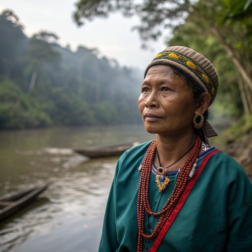 Batin woman from Upstream and interior Jambi Province, Sumatra, Indonesia, along the Batang Hari and its tributaries in the Merangin, Sarolangun, Bungo and Tebo districts