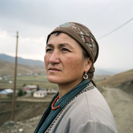 Bezhta woman from Bezhta section of Tsuntinsky District, southwestern Dagestan, Russia, in the upper Avar Koysu basin near the Georgian border; smaller resettled communities in lowland Dagestan, related phenotype reference