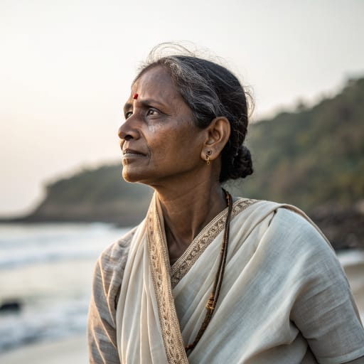 Bhandari woman from Konkan coast of western India: coastal Maharashtra (Mumbai region, Ratnagiri, Sindhudurg), Goa, and coastal northern Karnataka