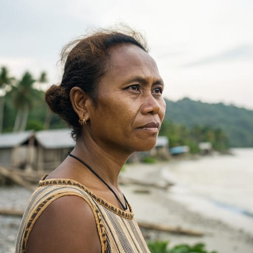 Biak woman from Biak, Supiori and Numfor islands in Cenderawasih Bay, Papua, Indonesia, with long-established settlements along the Bird's Head coast, in the Raja Ampat Islands and in towns across Indonesian New Guinea