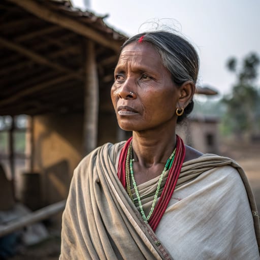 Birhor woman from Chota Nagpur Plateau of eastern India, mainly Jharkhand (Hazaribagh, Ranchi and neighboring districts), with smaller communities in Odisha, Chhattisgarh and West Bengal
