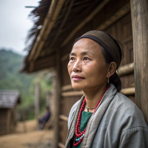 Blang woman from Mountain villages of southern Yunnan, China, chiefly Xishuangbanna, Pu'er and Lincang prefectures, with related communities across the border in northeastern Myanmar