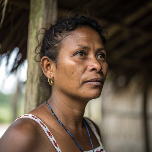 Bokota woman from Caribbean slopes of western Panama, in Bocas del Toro and northern Veraguas, partly within the Comarca Ngäbe-Buglé, related phenotype reference