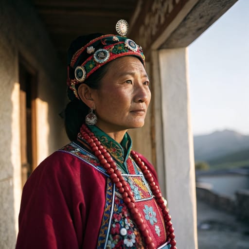 Bonan people (Bao'an) woman from Jishishan County, Gansu (and Tongren, Qinghai), China — related phenotype reference