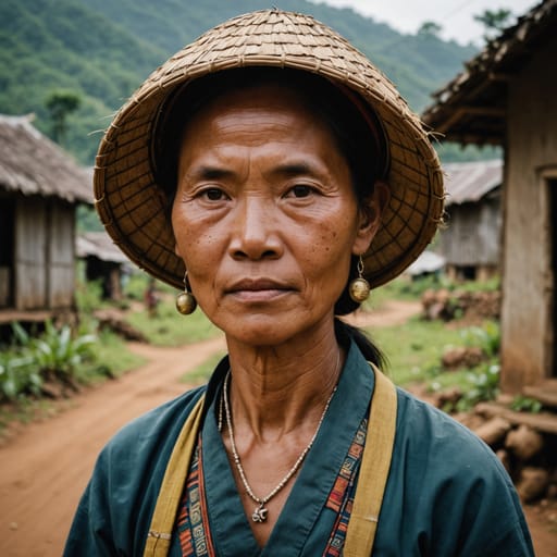 Brau woman from Uplands where Vietnam, Laos and Cambodia meet: Dak Me village in Vietnam's Kon Tum highlands, Attapeu in southern Laos, and Ratanakiri and Stung Treng in northeastern Cambodia