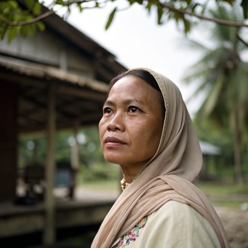 Bugis-Malays woman from Malay Peninsula and nearby islands: Johor and Selangor in Malaysia, Singapore, and the Riau Islands of Indonesia, with related communities in West Kalimantan and Sabah. Ancestral origin in South Sulawesi.