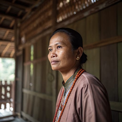 Bukitan woman from Interior Borneo: Kapuas Hulu regency of West Kalimantan, Indonesia, and the interior of central Sarawak, Malaysia; formerly the Saribas river country of southwestern Sarawak.