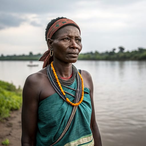 Bunda woman from Kwilu Province, Democratic Republic of the Congo, centered on Idiofa between the Kwilu and Kasai rivers; sizable community in Kinshasa, related phenotype reference