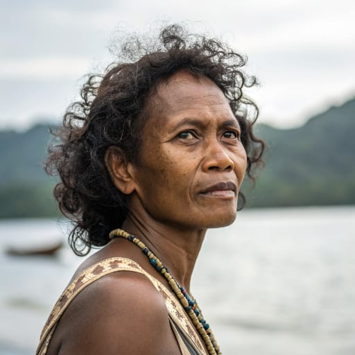 Buru woman from Buru Island in Maluku province, Indonesia, from the coasts to the interior highlands around Lake Rana