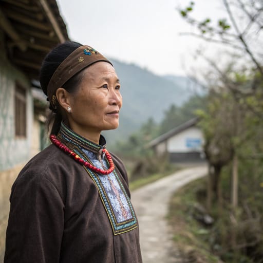 Buyang woman from Villages in Funing and Guangnan counties, Wenshan Prefecture, southeastern Yunnan, and in Napo County, western Guangxi, China, near the Vietnamese border.