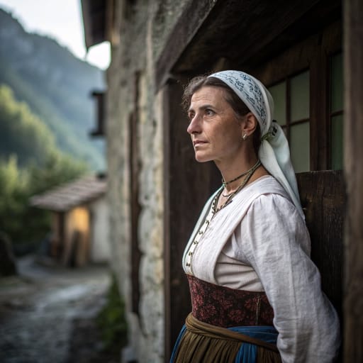 Camunni woman from Val Camonica, the upper Oglio valley in the central Alps, province of Brescia, Lombardy, northern Italy., related phenotype reference