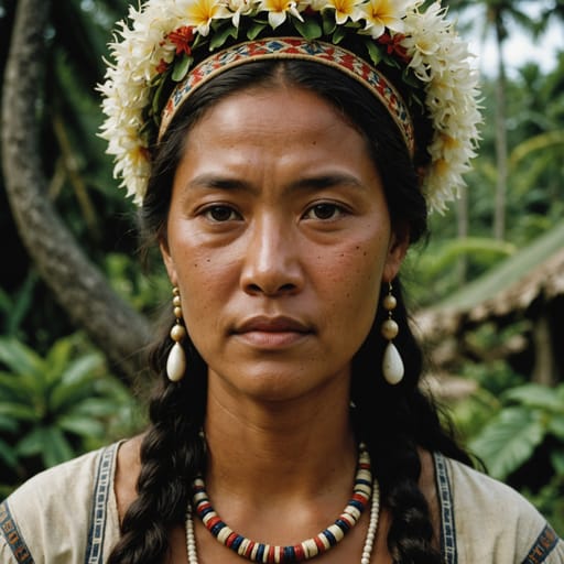 Carolinians woman from Saipan and the other Northern Mariana Islands (United States), with ancestral roots in the outer atolls of Yap and Chuuk states, Federated States of Micronesia, related phenotype reference