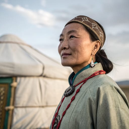 Chahars woman from Inner Mongolia, China, chiefly Xilingol League and the Chahar banners of Ulanqab; also Bortala Mongol Autonomous Prefecture in Xinjiang, China