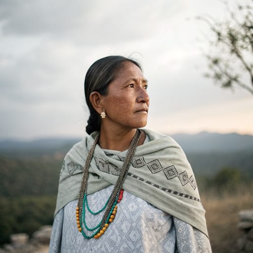 Chichimeca Jonaz woman from Misión de Chichimecas, near San Luis de la Paz in northeastern Guanajuato, Mexico; historically the Sierra Gorda and the arid lands north of central Mexico, related phenotype reference