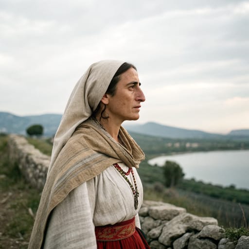 Æchilenenses woman from Western coast of Sardinia around the ancient city of Cornus, below the Montiferru massif, near present-day Cuglieri in the province of Oristano, Italy., related phenotype reference