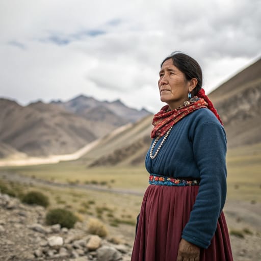 Chiquillanes woman from Eastern slopes of the Andes and nearby steppe in southern Mendoza Province, Argentina, with ties across the mountain passes to central Chile, related phenotype reference