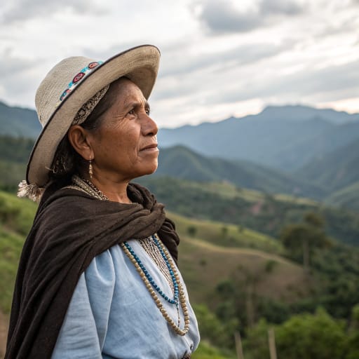 Chitareros woman from Eastern Andes around Pamplona, in Norte de Santander and northeastern Santander, Colombia, reaching into Táchira, Venezuela.