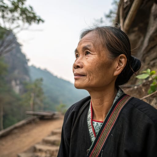Chứt woman from Limestone uplands of the Annamite Range in western Quảng Bình (part of Quảng Trị Province since 2025), central Vietnam, near the Lao border