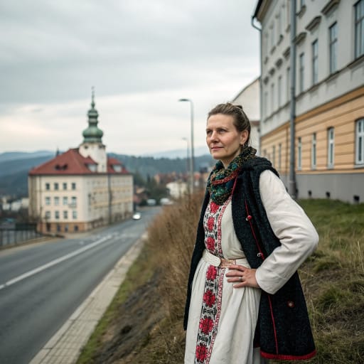 Cieszyn Vlachs woman from Western Cieszyn Silesia, in the foothills and valleys of the Moravian-Silesian Beskids around Frýdek, Czech Republic, related phenotype reference