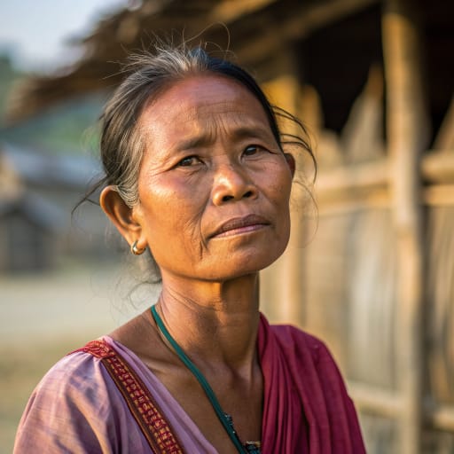 Daingnet woman from Northern Rakhine State, Myanmar, near the Bangladesh border, with closely related Chakma communities in the Chittagong Hill Tracts of Bangladesh