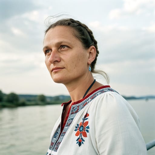 Danube Swabians woman from Historically the middle Danube basin: the Banat, the Batschka, Baranya, Slavonia and Syrmia, now divided among Hungary, Serbia, Romania and Croatia. Today mostly Germany and Austria, with settled communities in the United States, Canada and Brazil., related phenotype reference