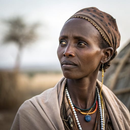 Darod woman from The apex of the Horn of Africa: northeastern and southern Somalia, the Somali Region (Ogaden) of Ethiopia, and northeastern Kenya around Garissa and Wajir., related phenotype reference
