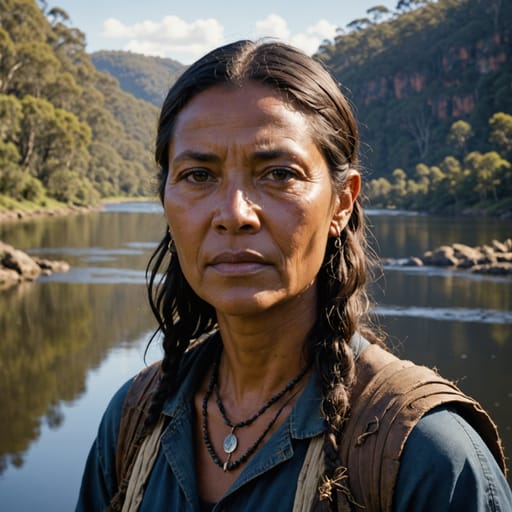 Darug woman from Cumberland Plain of the Sydney basin, New South Wales, Australia: from the Hawkesbury River south to around Appin and west to the Blue Mountains, covering most of present-day western Sydney.
