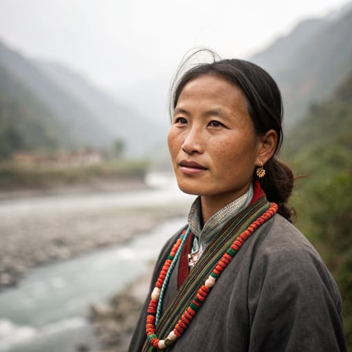 Derung woman from The Dulong River valley in Gongshan County, Nujiang Prefecture, northwest Yunnan, China, with related communities across the border in Kachin State, Myanmar.