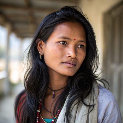 Dhanak woman from Northern India (Bihar, Uttar Pradesh, Haryana, Punjab, Delhi) and the eastern and central Terai of Nepal