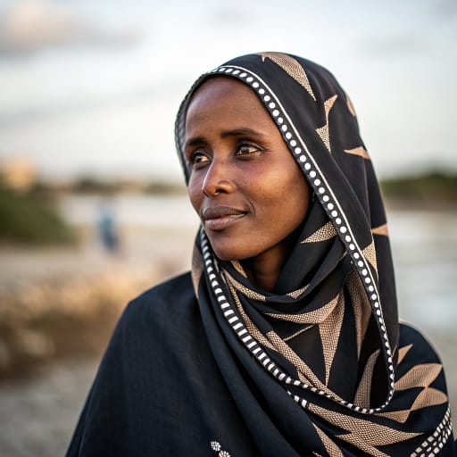 Dishiishe woman from Bari region of Puntland, northeastern Somalia, with diaspora communities abroad, related phenotype reference