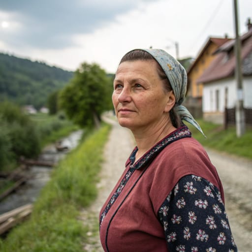Dolinyans woman from Valleys and lower foothills of the San River basin (Nadsiannia) around Przemyśl and Sanok, southeastern Poland; largely resettled to Soviet Ukraine and to northern and western Poland from 1944 to 1947, related phenotype reference