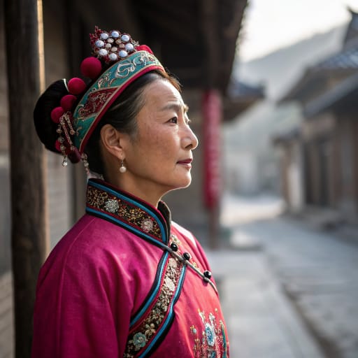 Dongxiang people (Santa) woman from Dongxiang Autonomous County, Linxia, Gansu, China — related phenotype reference