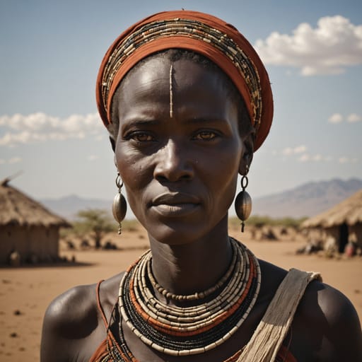 El Molo woman from Southeastern shore of Lake Turkana, Marsabit County, northern Kenya