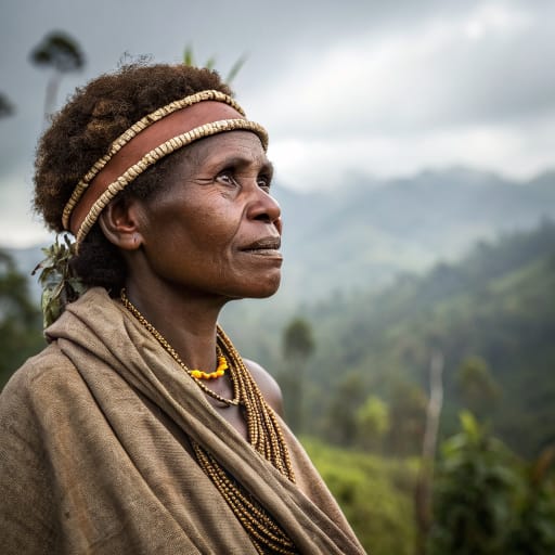 Etoro (Edolo) woman from Mount Sisa area, Papuan Plateau, Southern Highlands Province, Papua New Guinea — related phenotype reference