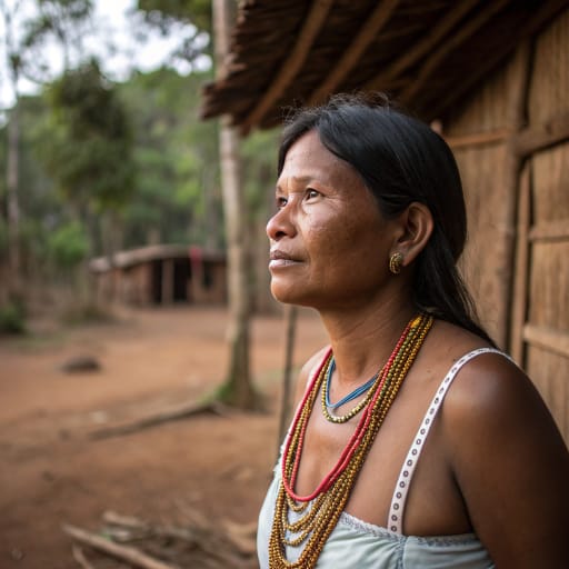Fulni-ô woman from Águas Belas, in the semi-arid interior of Pernambuco, northeastern Brazil, on the Ipanema River; a small community also lives in Brasília.