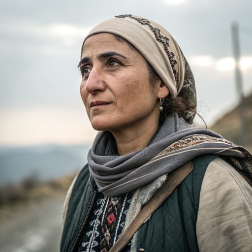 Garachi woman from Azerbaijan, historically moving through the South Caucasus; related Qarachi communities in northwestern Iran