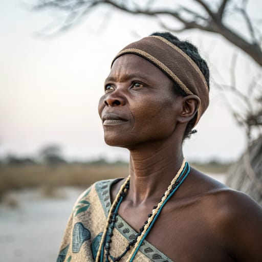 Gciriku woman from Along the Kavango (Okavango) River in Kavango East Region, northeastern Namibia, with a smaller population on the Angolan bank in Cuando Cubango Province, related phenotype reference