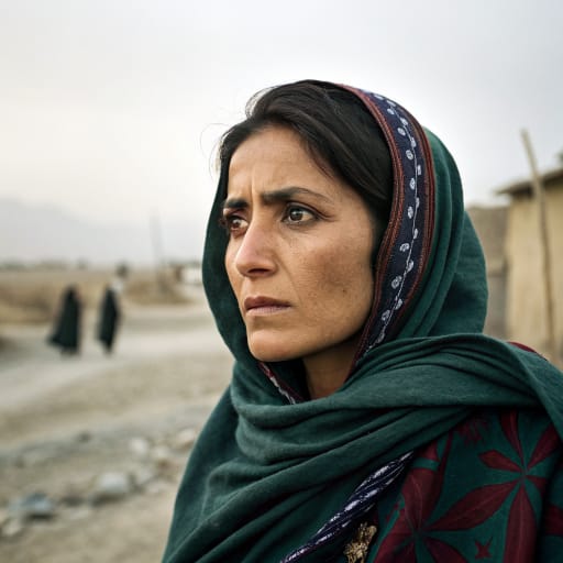 Ghorbati woman from Afghanistan and Iran, traditionally traveling between villages and market towns; many families now settled on the edges of towns and cities