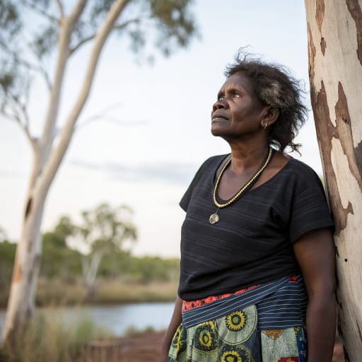Gurindji woman from Upper Victoria River district of the Northern Territory, Australia, centered on the communities of Kalkaringi and Daguragu, related phenotype reference
