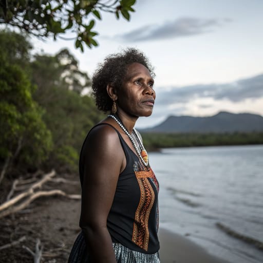 Guugu Yimithirr woman from Cooktown, Hope Vale and the Endeavour River area of southeastern Cape York Peninsula, far north Queensland, Australia, related phenotype reference