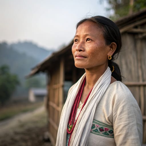Hajong woman from The Garo Hills foothills and adjoining plains of Meghalaya and western Assam in India, and the Mymensingh, Netrokona, Sherpur and Sunamganj districts of northern Bangladesh, with a resettled community in Arunachal Pradesh., related phenotype reference