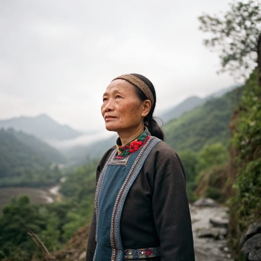 Hlai woman from Central and southern Hainan Island, China, in the mountains around Wuzhishan and the counties of the former Hainan Li and Miao Autonomous Prefecture.