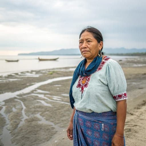 Huave woman from Sandbars and lagoon shores of the Pacific side of the Isthmus of Tehuantepec, Oaxaca, Mexico, centered on San Mateo del Mar., related phenotype reference