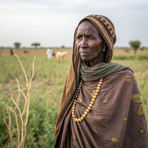 Humr woman from West Kordofan, Sudan, centered on El Muglad and Babanusa, with dry season grazing south to the Bahr al-Arab (Kiir) and the disputed Abyei area on the South Sudan border, related phenotype reference