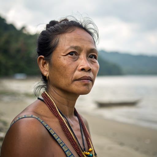 Ida'an woman from Eastern Sabah, Malaysia (Borneo), mainly Lahad Datu and Kunak districts around Darvel Bay and the Segama River, with smaller communities near Kinabatangan and Sandakan