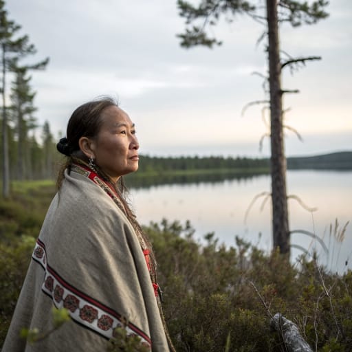 Inari Sami woman from Around Lake Inari in Inari municipality, Finnish Lapland, northern Finland, related phenotype reference